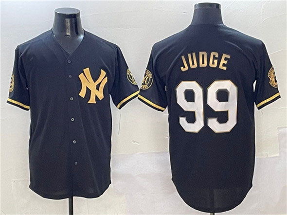 New York Yankees #99 Aaron Judge Black Gold With Patch Limited Stitched Baseball Jersey