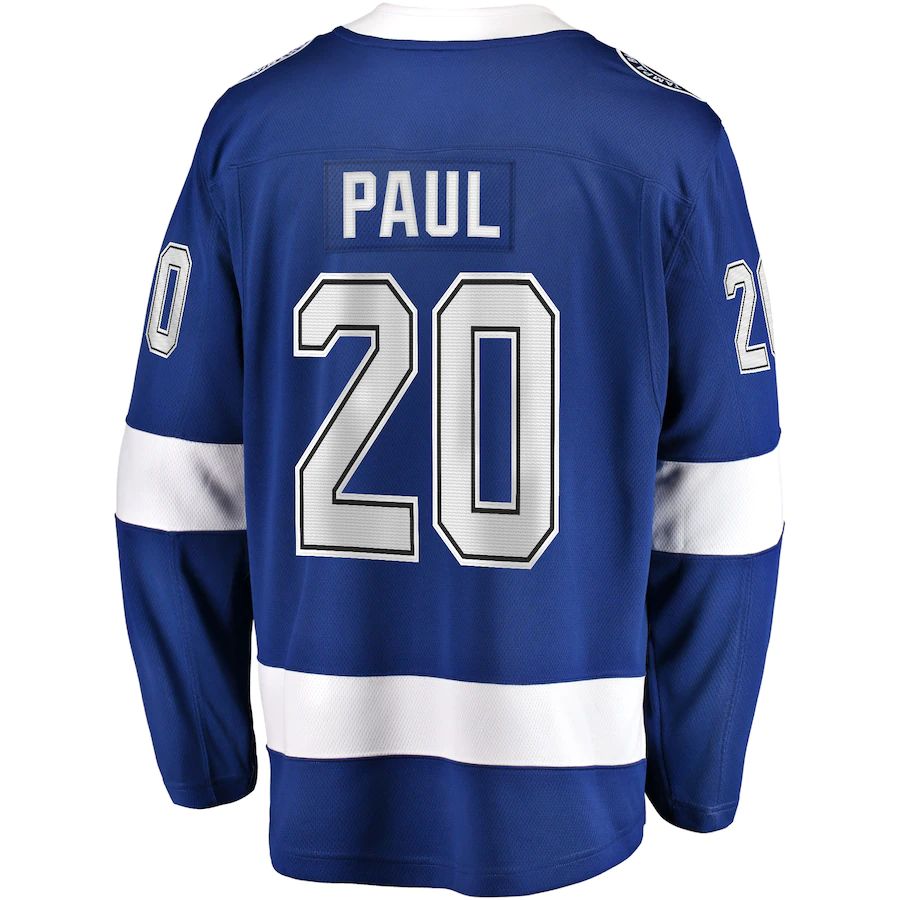 TB.Lightning #20 Nicholas Paul Supporters Branded Home Breakaway Player Jersey Blue Stitched American Hockey Jerseys
