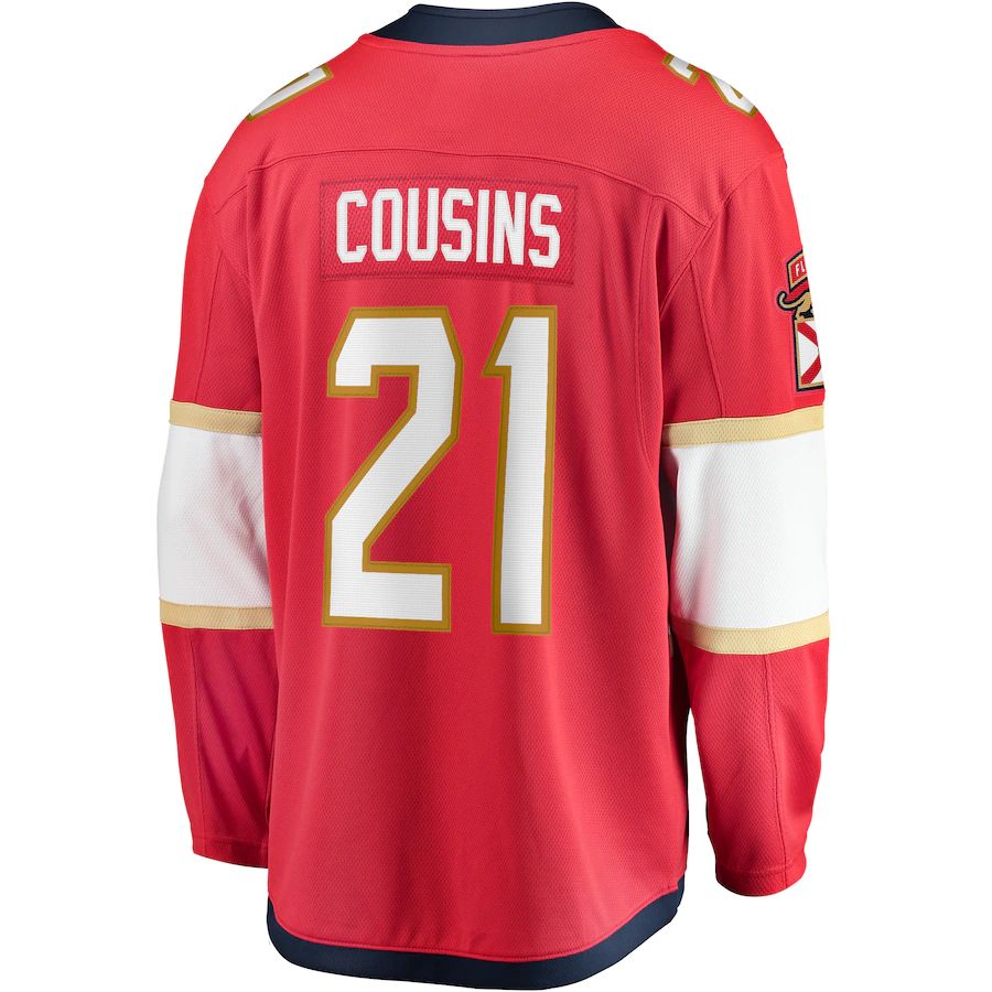 F.Panthers #21 Nick Cousins Supporters Branded Home Breakaway Player Jersey Red Stitched American Hockey Jerseys