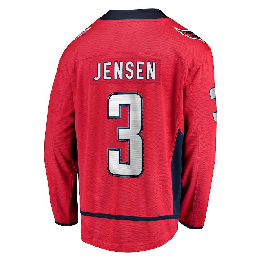 W.Capitals #3 Nick Jensen Supporters Branded Replica Player Jersey Red Stitched American Hockey Jerseys