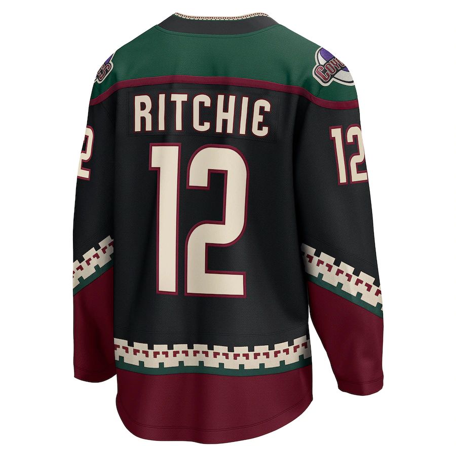 A.Coyotes #12 Nick Ritchie Supporters Branded Home Breakaway Player Jersey Black Stitched American Hockey Jerseys