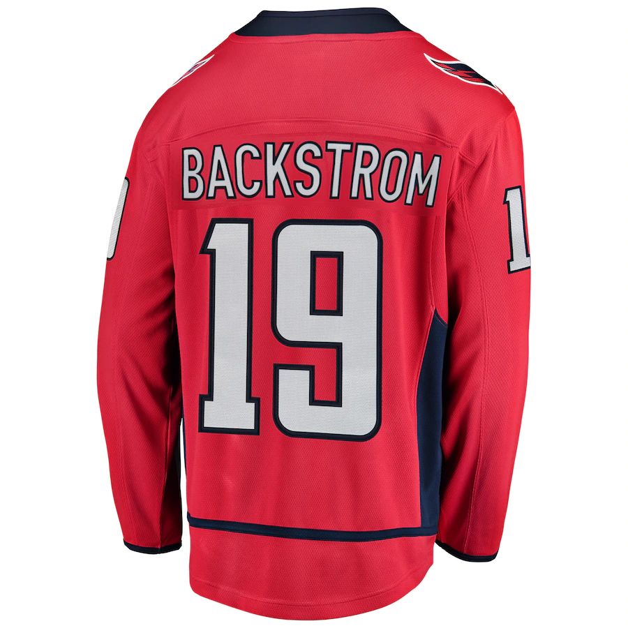 W.Capitals #19 Nicklas Backstrom Supporters Branded Breakaway Player Jersey Red Stitched American Hockey Jerseys