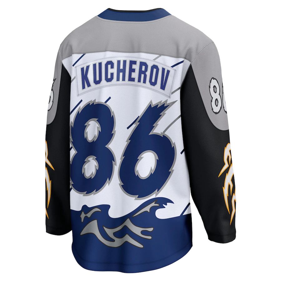 TB.Lightning #86 Nikita Kucherov Supporters Branded Special Edition 2.0 Breakaway Player Jersey White Stitched American Hockey Jerseys