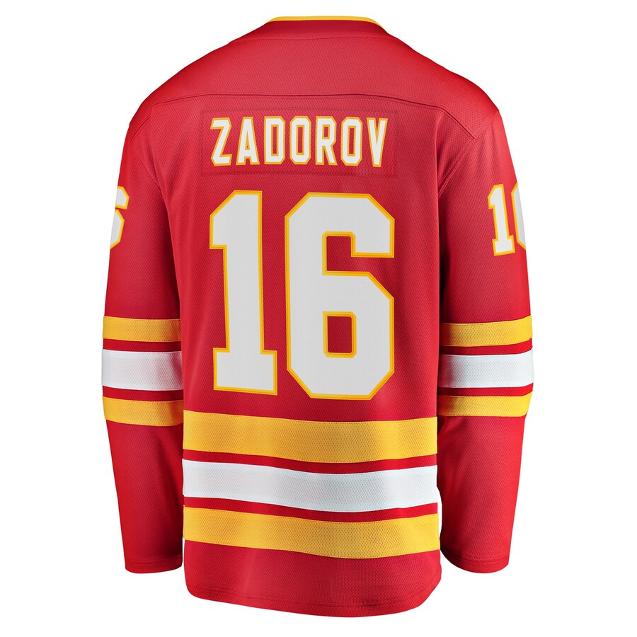 C.Flames #16 Nikita Zadorov Supporters Branded Home Breakaway Player Jersey Red Stitched American Hockey Jerseys