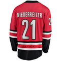 C.Hurricanes #21 Nino Niederreiter Supporters Branded Home Breakaway Player Jersey Red Stitched American Hockey Jerseys