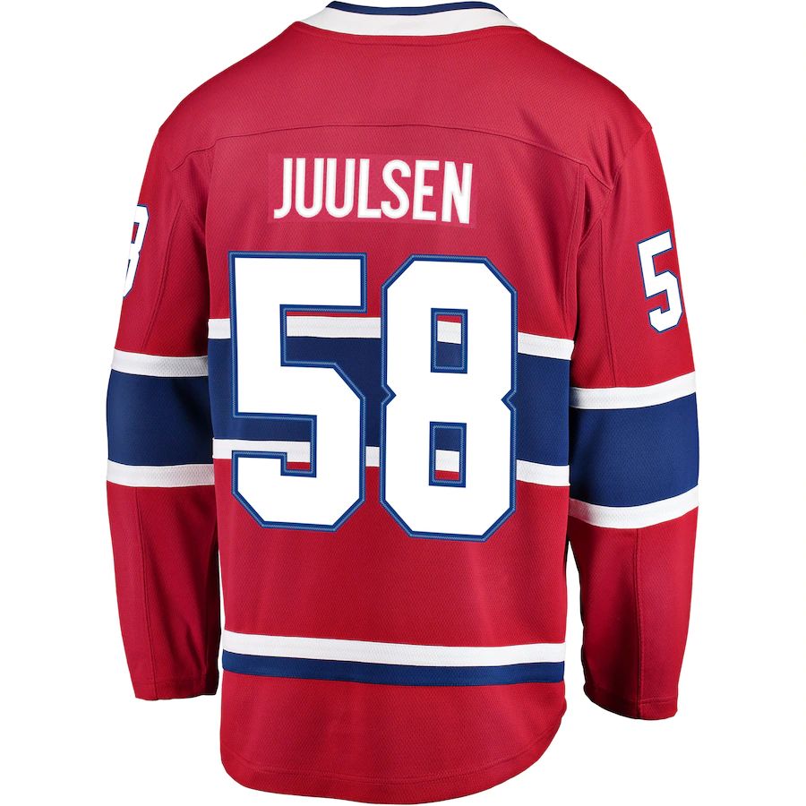 M.Canadiens #58 Noah Juulsen Supporters Branded Breakaway Player Jersey Jersey  Red Stitched American Hockey Jerseys