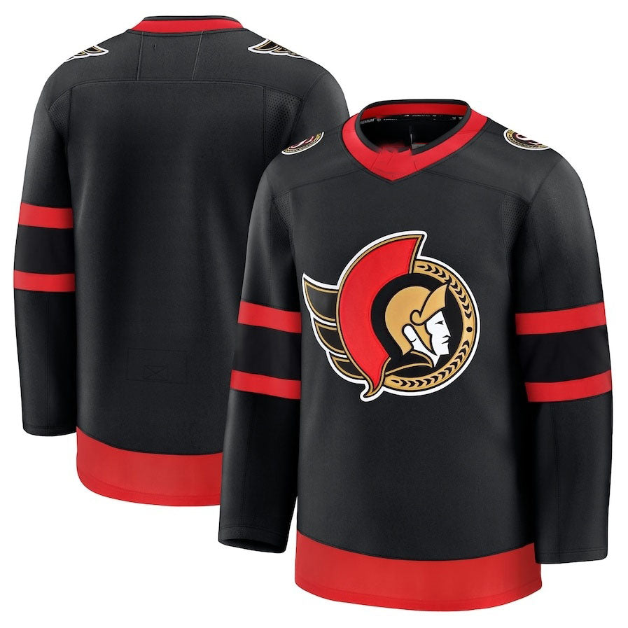 O.Senators Supporters Home Premium Jersey - Black Stitched American Hockey Jerseys