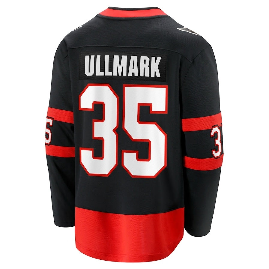 O.Senators #35 Linus Ullmark Supporters Home Premier Breakaway Player Jersey - Black Stitched American Hockey Jerseys