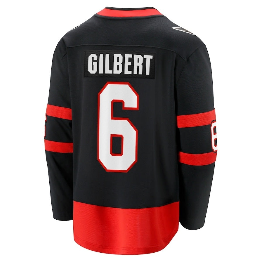O.Senators #6 Dennis Gilbert Supporters Home Breakaway Jersey - Black Stitched American Hockey Jerseys