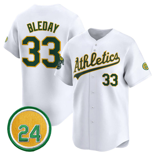 Oakland Athletics #33 JJ Bleday White 2024 Home Limited With Rickey Henderson Patch Stitched Baseball Jersey