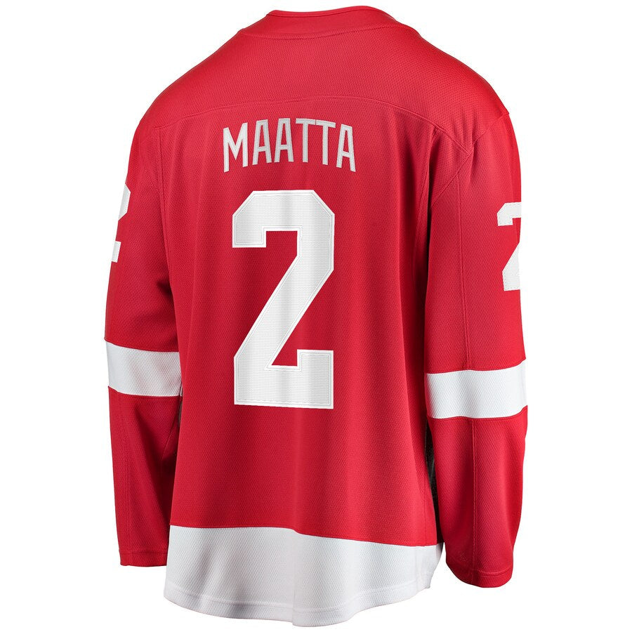 D.Red Wings #2 Olli Maatta Supporters Branded Home Breakaway Player Jersey Red Stitched American Hockey Jerseys