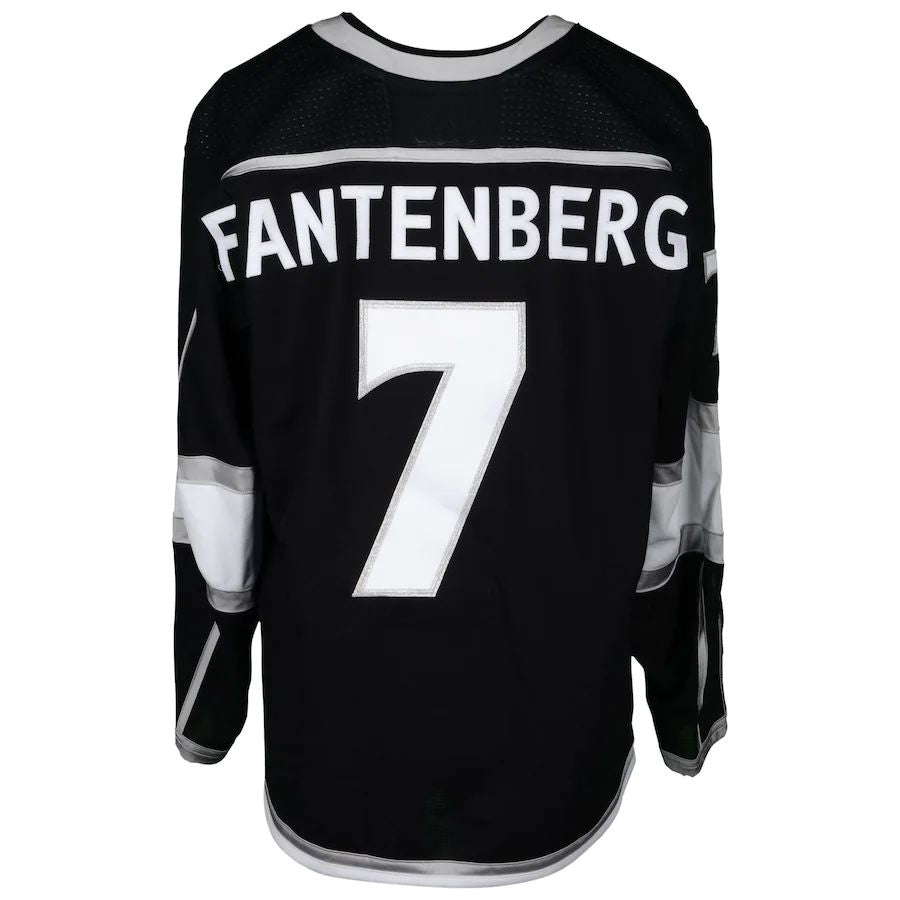 LA.Kings #7 Oscar Fantenberg Supporters Authentic Game-Used Black Jersey from the 2018 Playoffs Black Stitched American Hockey Jerseys