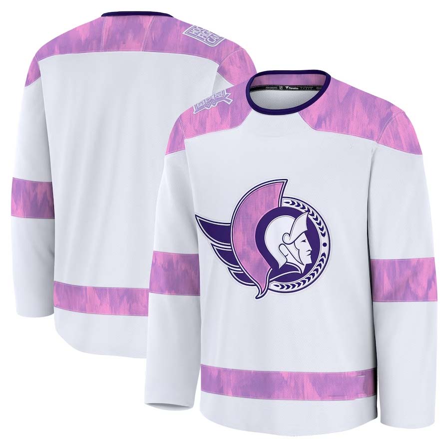 O.Senators Supporters 2024 Hockey Fights Cancer Practice Jersey - White Stitched American Hockey Jerseys
