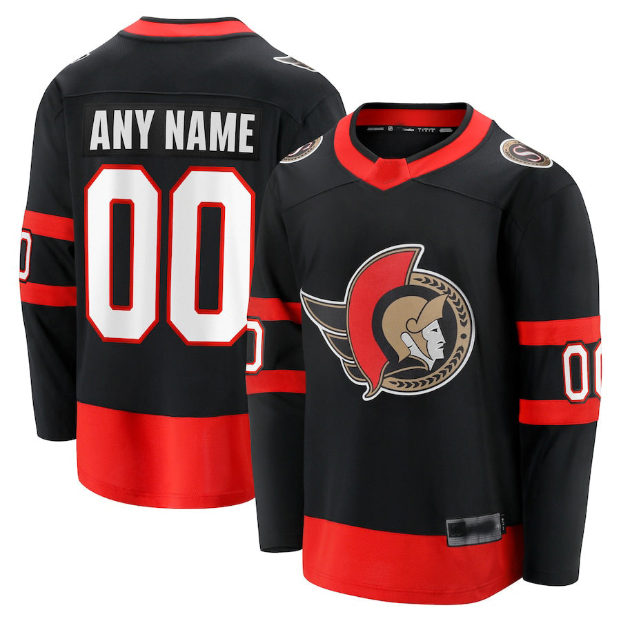 Custom O.Senators Fanatics Branded 2020-21 Home Breakaway Jersey Black Stitched American Hockey Jerseys