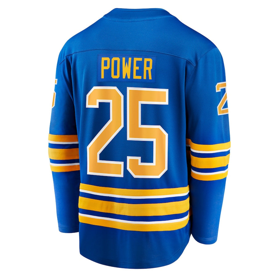 B.Sabres #25 Owen Power Supporters Branded Home Breakaway Player Jersey  Royal Stitched American Hockey Jerseys