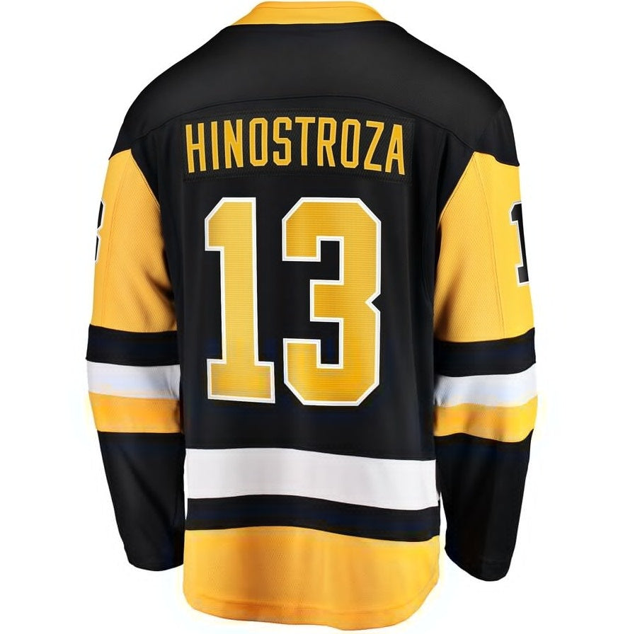 P.Penguins #13 Vinnie Hinostroza Fanatics Home Breakaway Jersey - Black Stitched American Hockey Jerseys