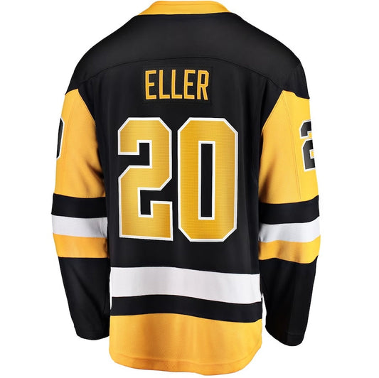 P.Penguins #20 Lars Eller Fanatics Home Breakaway Jersey - Black Stitched American Hockey Jerseys