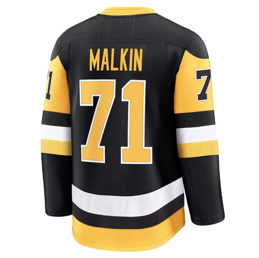 P.Penguins #71 Evgeni Malkin Fanatics Home Premium Jersey - Black Stitched American Hockey Jerseys