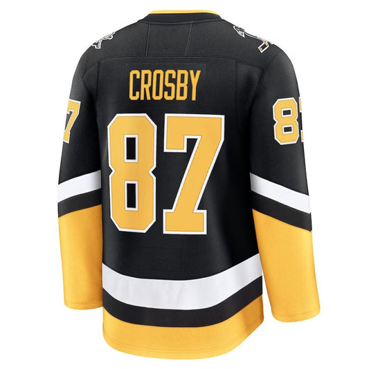 P.Penguins #87 Sidney Crosby Fanatics Alternate Premium Jersey - Black Stitched American Hockey Jerseys