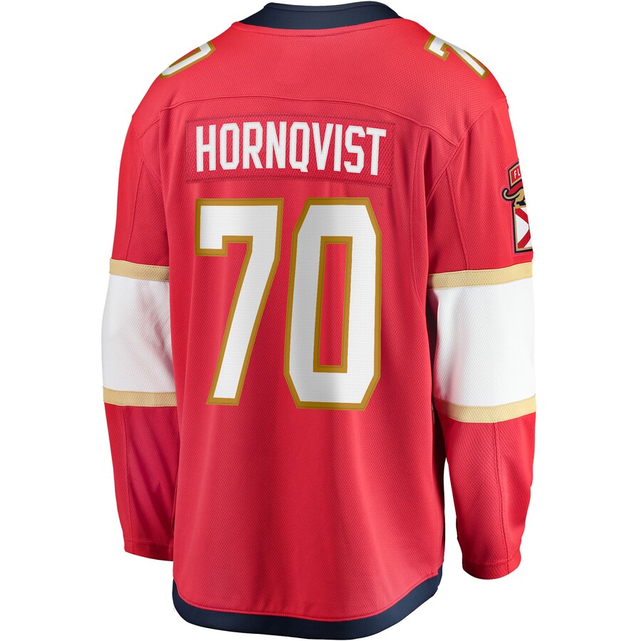 F.Panthers #70 Patric Hornqvist Supporters Branded Home Breakaway Jersey  Red Stitched American Hockey Jerseys