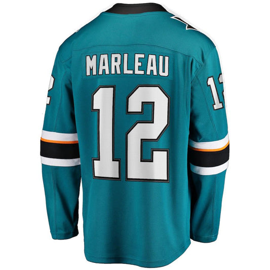 SJ.Sharks #12 Patrick Marleau Fanatics Branded Replica Player Jersey  Teal Stitched American Hockey Jerseys