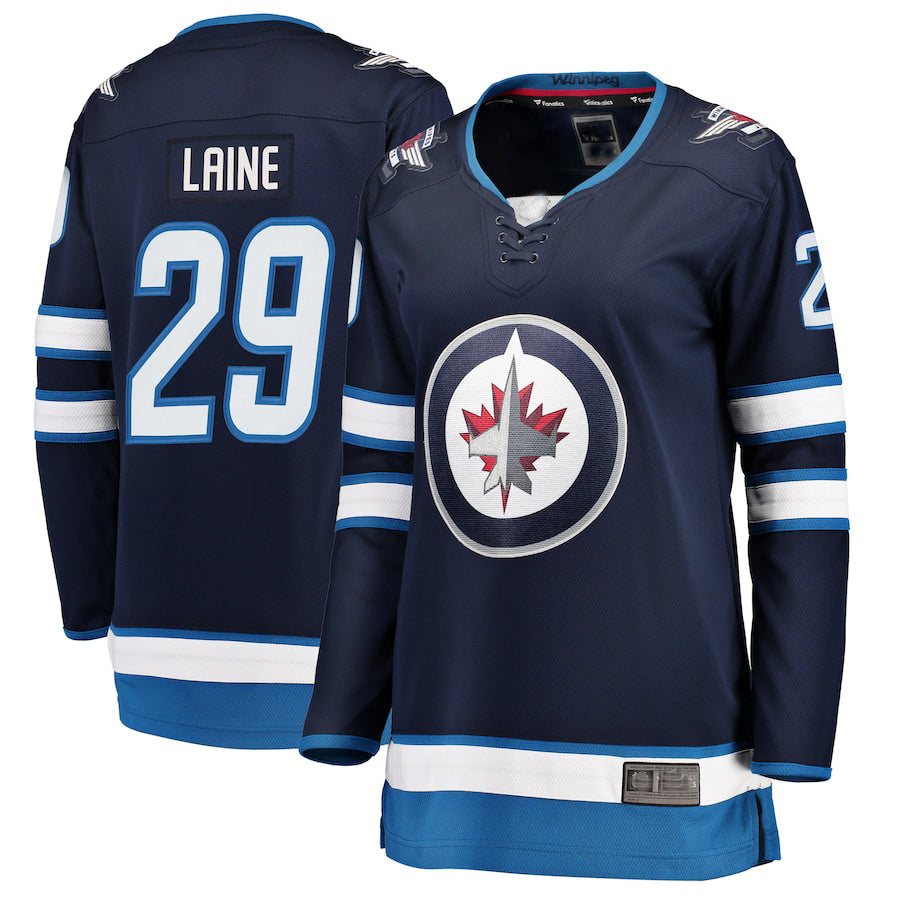 W.Jets #29 Patrik Laine Supporters Branded Women's Home Breakaway Player Jersey Navy Stitched American Hockey Jerseys