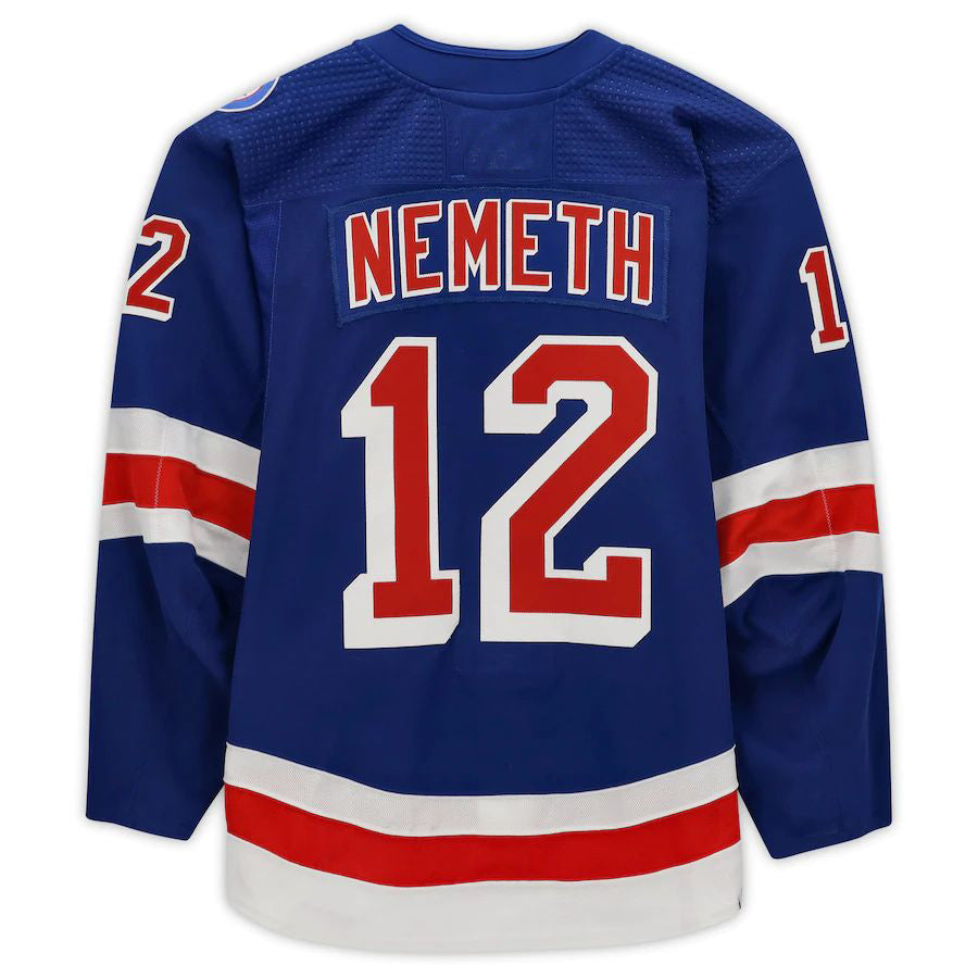 NY.Rangers #12 Patrik Nemeth Supporters Authentic Game-Used Blue Stitched American Hockey Jerseys