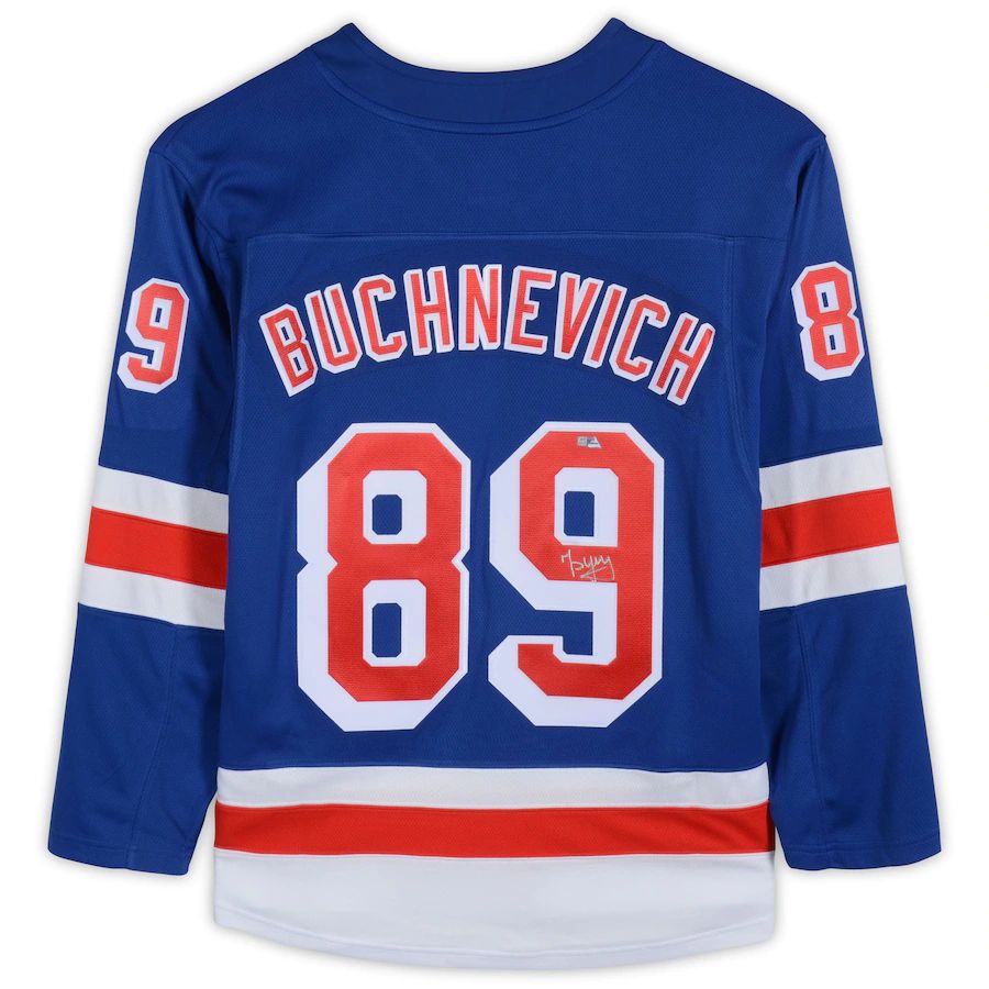 NY.Rangers #89 Pavel Buchnevich Supporters Authentic Autographed Breakaway Jersey Blue Stitched American Hockey Jerseys