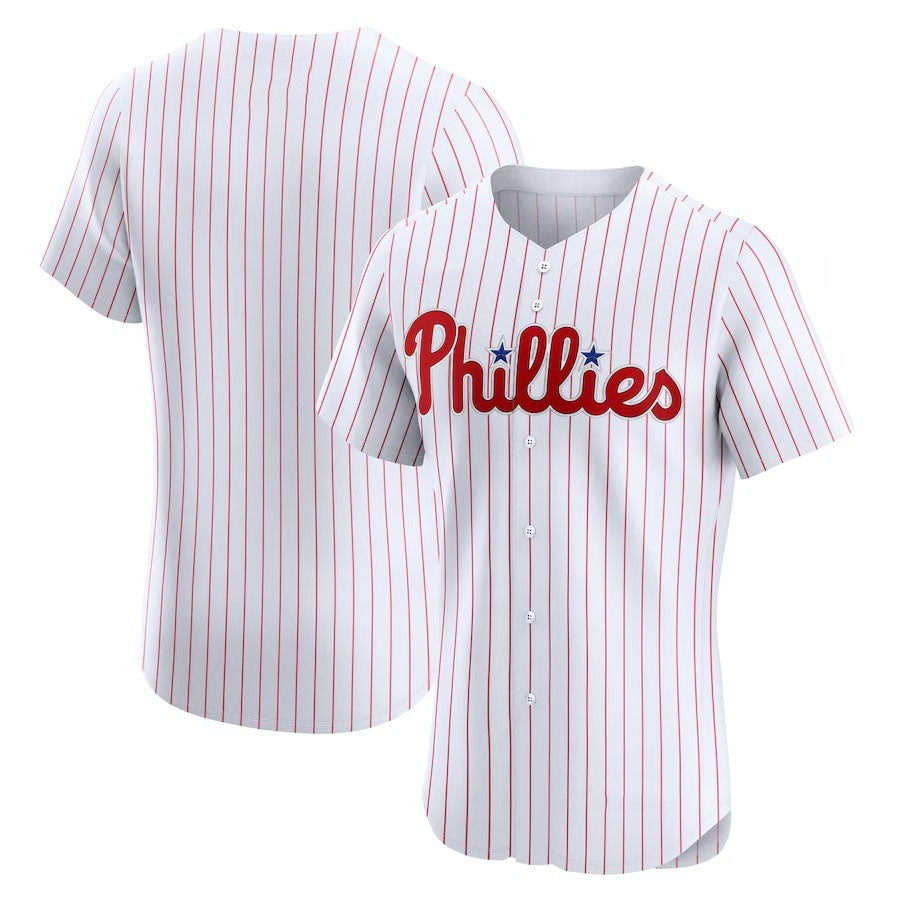 Philadelphia Phillies Home Elite Jersey - White Stitched Baseball Jersey