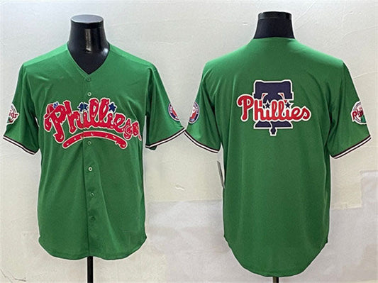 Philadelphia Phillies Team Big Logo Green Phanatic Limited Stitched Baseball Jersey