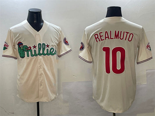 Philadelphia Phillies #10 J.T. Realmuto Cream Phanatic Limited Stitched Baseball Jersey