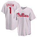 Philadelphia Phillies #1 Groom Home Replica Jersey - White Stitched Baseball Jersey