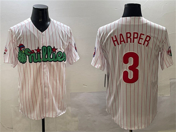 Philadelphia Phillies #3 Bryce Harper White Phanatic Cool Base Stitched Baseball Jersey