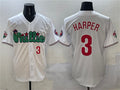 Philadelphia Phillies #3 Bryce Harper White Phanatic Limited Stitched Baseball Jersey