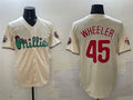 Philadelphia Phillies #45 Zack Wheeler Cream Phanatic Limited Stitched Baseball Jersey
