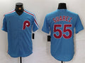 Philadelphia Phillies #55 Ranger Su¨¢rez Blue Cool Base Stitched Baseball Jersey