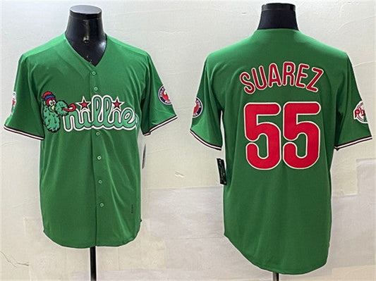Philadelphia Phillies #55 Ranger Su¨¢rez Green Phanatic Limited Stitched Baseball Jersey