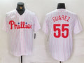 Philadelphia Phillies #55 Ranger Su¨¢rez White Cool Base Stitched Baseball Jersey