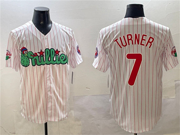 Philadelphia Phillies #7 Trea Turner White Phanatic Cool Base Stitched Baseball Jersey