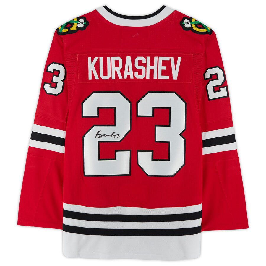 C.Blackhawks #23 Philipp Kurashev Supporters Authentic Autographed Jersey Red Stitched American Hockey Jerseys
