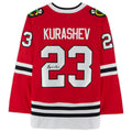 C.Blackhawks #23 Philipp Kurashev Supporters Authentic Autographed Jersey Red Stitched American Hockey Jerseys