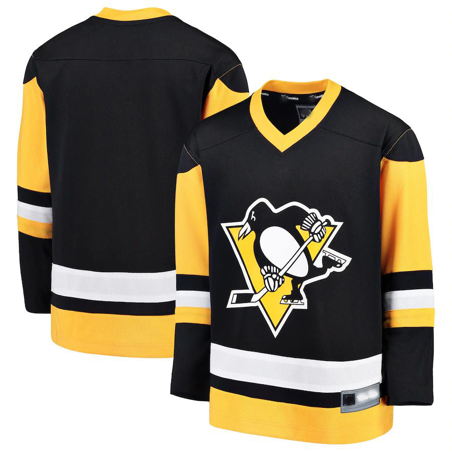 P.Penguins Supporters Branded Home Replica Jersey Black Stitched American Hockey Jerseys