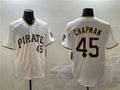 Pittsburgh Pirates #45 Aroldis Chapman White Home Limited Stitched Baseball Jersey