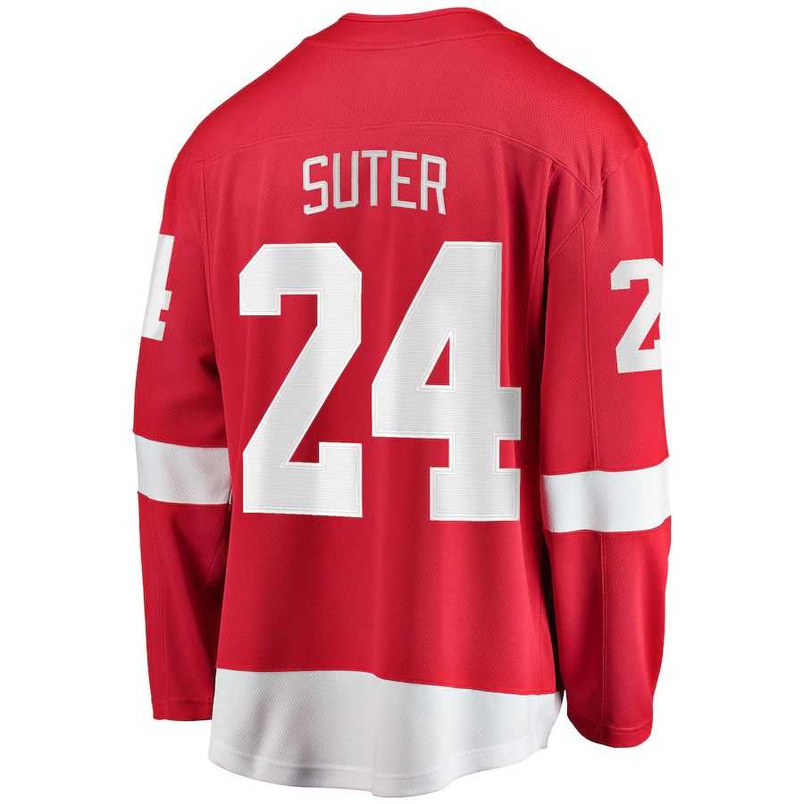 D.Red Wings #24 Pius Suter Supporters Branded Home Breakaway Player Jersey Red Stitched American Hockey Jerseys