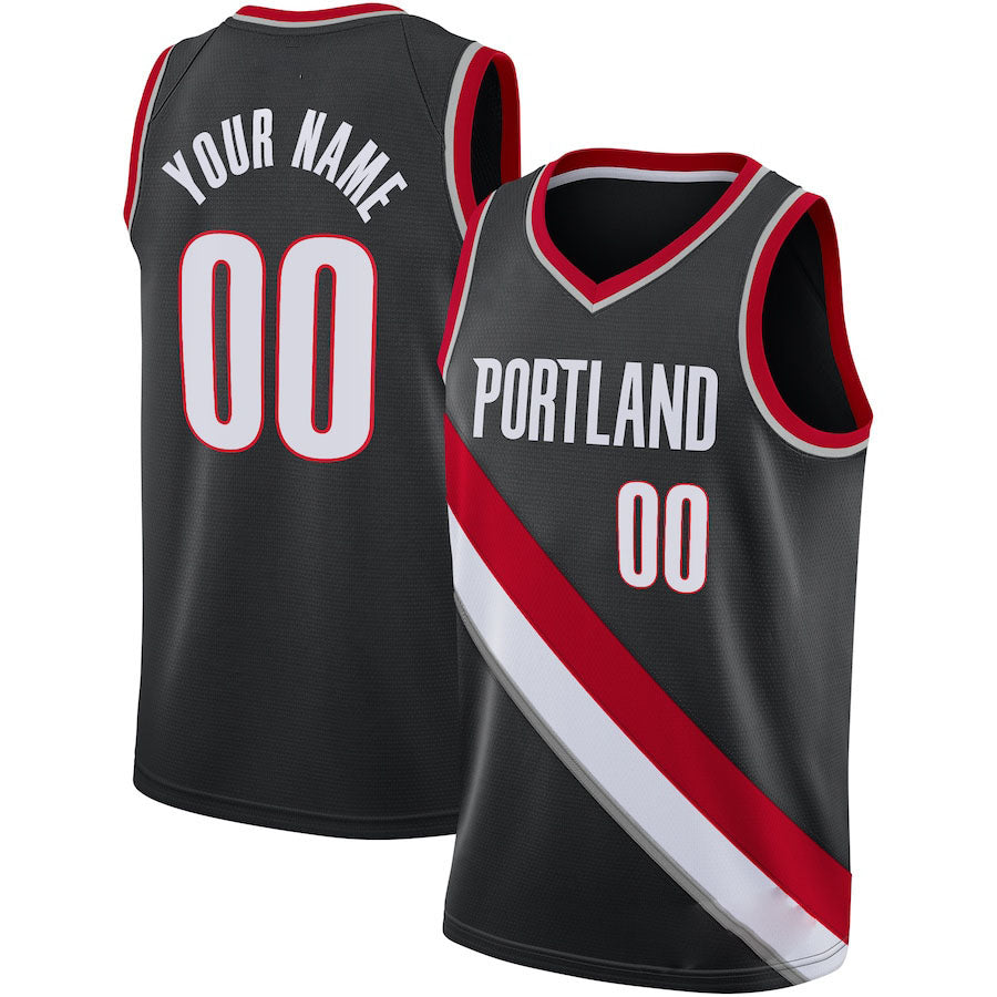 Custom P.Trail Blazers Swingman  Jersey City Edition Black Stitched Basketball Jersey