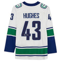 V.Canucks #43 Quinn Hughes Supporters Authentic Autographed White Jersey Stitched American Hockey Jerseys