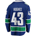 V.Canucks #43 Quinn Hughes Supporters Branded Home Premier Breakaway Player Jersey Blue Stitched American Hockey Jerseys