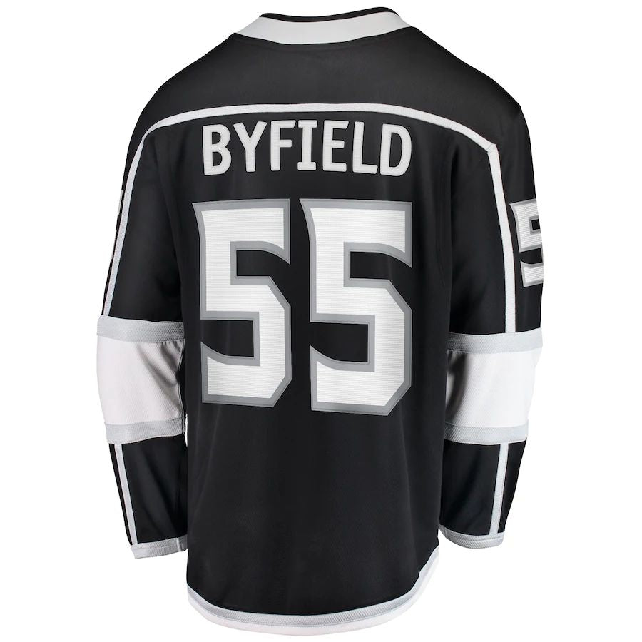 LA.Kings #55 Quinton Byfield Supporters Branded Home Team Breakaway Player Jersey Black Stitched American Hockey Jerseys