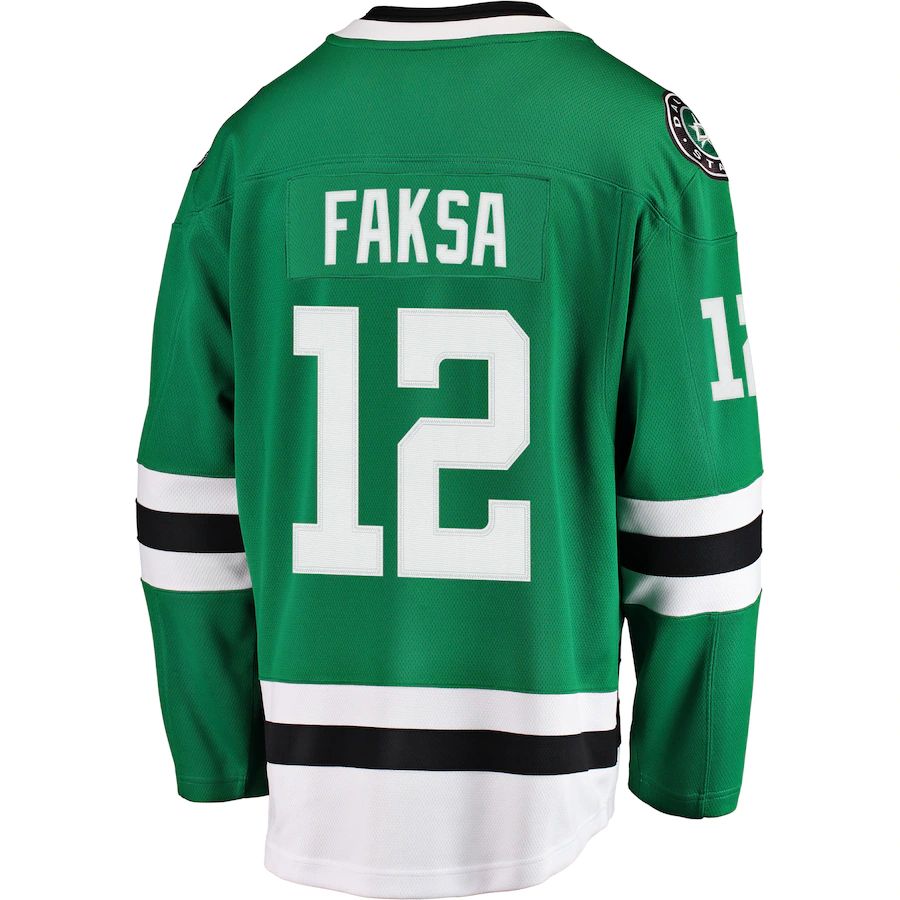 D.Stars #12 Radek Faksa Fanatics Branded Breakaway Jersey  Kelly Green Stitched American Hockey Jerseys