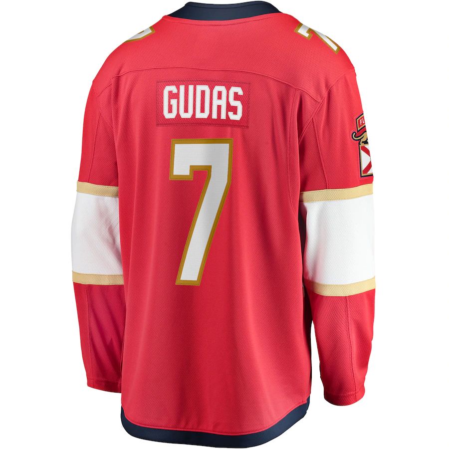 F.Panthers #7 Radko Gudas Supporters Branded Home Breakaway Jersey Red Stitched American Hockey Jerseys